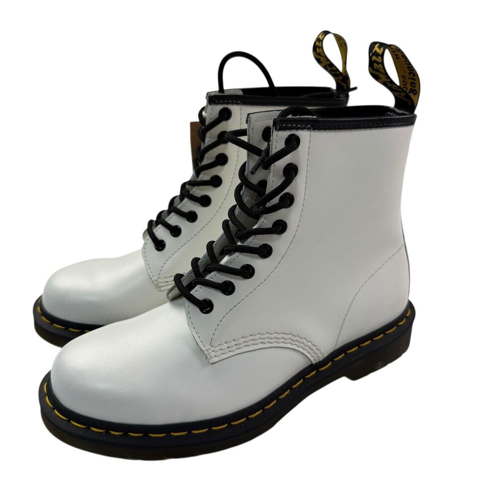NEW Dr Martens 1460 Smooth Leather 8-Eye Classic Combat Boot 9 Women 8 Men White